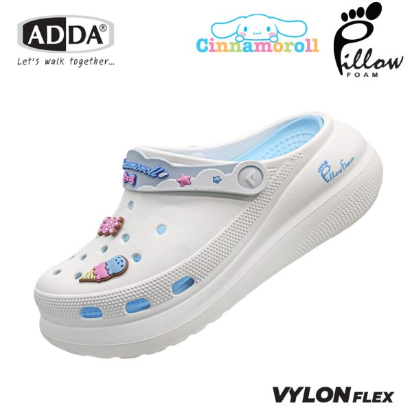 ADDA Pillow Foam รองเท้าแตะ รองเท้าลำลองหัวโต สำหรับผู้หญิง ลาย Cinnamoroll ลิขสิทธิ์แท้ รุ่น 5PF01B7 (ไซส์ 1-3)