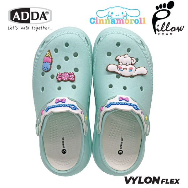 ADDA Pillow Foam รองเท้าแตะ รองเท้าลำลองหัวโต สำหรับผู้หญิง ลาย Cinnamoroll ลิขสิทธิ์แท้ รุ่น 5PF01-W7 (ไซส์ 4 -7)