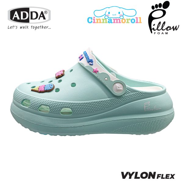 ADDA Pillow Foam รองเท้าแตะ รองเท้าลำลองหัวโต สำหรับผู้หญิง ลาย Cinnamoroll ลิขสิทธิ์แท้ รุ่น 5PF01-W7 (ไซส์ 4 -7)