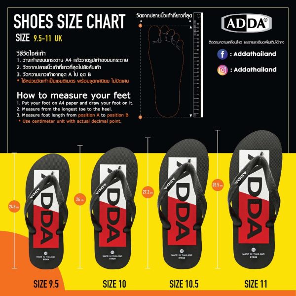 ADDA รองเท้าแตะ รองเท้าลำลอง แบบหนีบ สำหรับผู้ชาย รุ่น 811A1M1 (ไซส์ 9.5 - 11 )